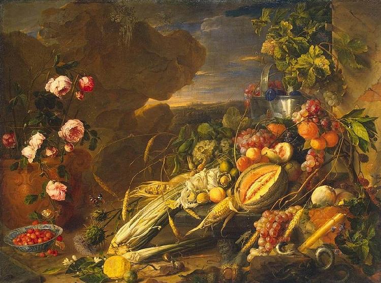 Jan Davidsz. de Heem Fruit and a Vase of Flowers Norge oil painting art